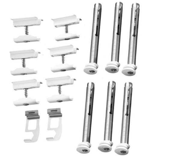 Zehnder Set BKE 6x BKE 160mm +BH mit Sicherungsfeder BFS1 weiß RAL 9016, für Charleston-Radiatoren 774661
