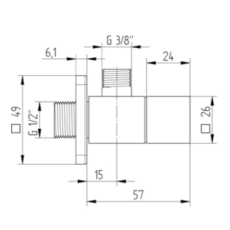 Avenarius Design-Eckventil ½" eckig 9006985010