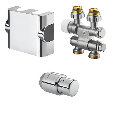Oventrop Anschluss-Set für Badheizkörper "Multiblock TF/Uni SH", schwenkbar, verchromt 1184235