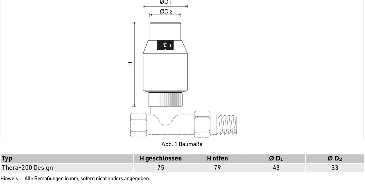 Resideo Thermostatregler Thera-200 Design, mit eingebautem Fühler, schwarz/chrom, ohne Nullstellung, Flüssigkeitselement T4321