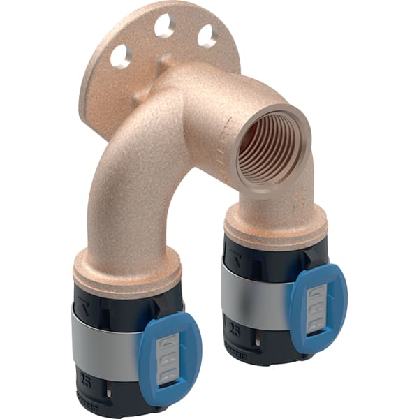 Geberit FlowFit Doppelanschlusswinkel 90 Grad Rg+ d25-Rp1/2-d25 L:52mm 620.852.00.1