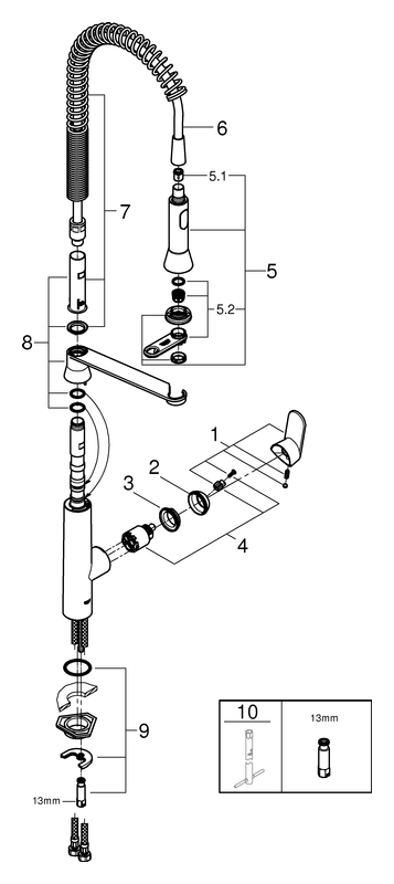Grohe K7 Einhebel-Spültischbatterie supersteel, DN15 Profibrause, Ausladung 234mm 32950DC0