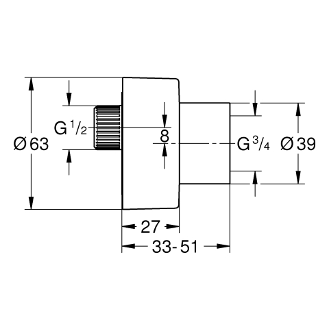 Grohe S-Anschluss 1/2" x 3/4" Verstellbarkeit 7,5mm supersteel 48453DC0