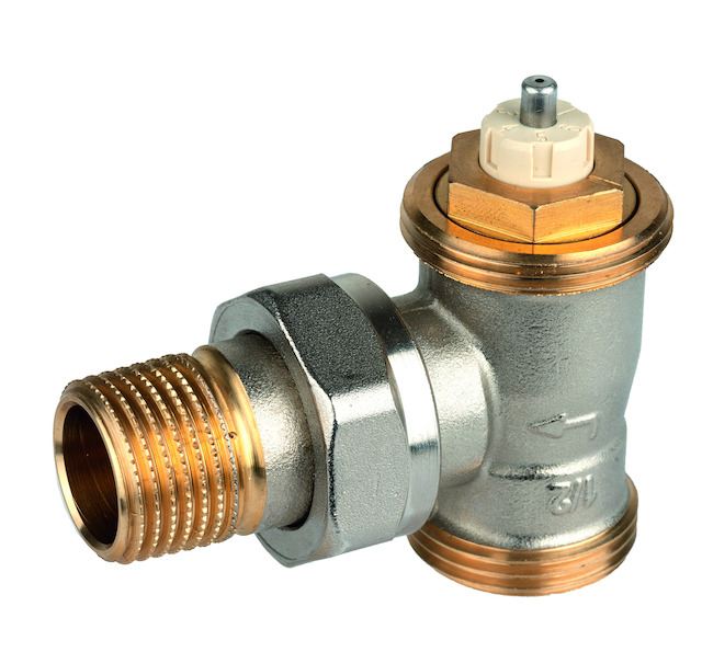 Resideo Thermostatventil SX, Eck, 1/2", beiderseits G3/4" AG, Messing vernickelt V2026ESX15