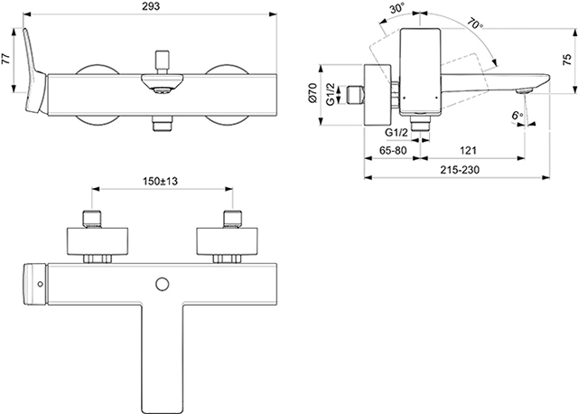 Ideal Standard Badearmatur AP Conca, chrom BC762AA