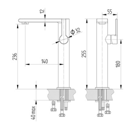 Avenarius Waschtisch-Einhand-Mischbatterie, Auslaufhöhe 236mm 2306010040