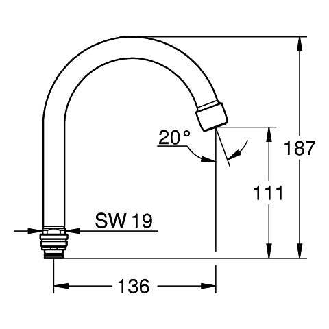Grohe Auslauf für Zweigriffarmaturen 13219000