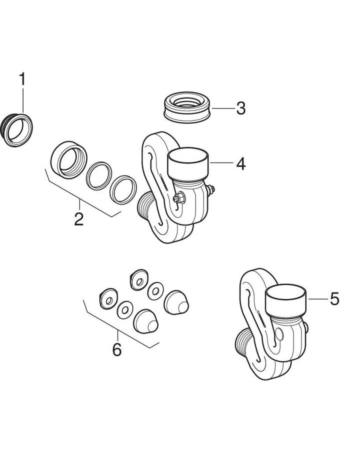 Geberit Schneckengeruchsverschluss für Urinal mit Montagezubehör d50 Abgang horizontal 152.942.11.1