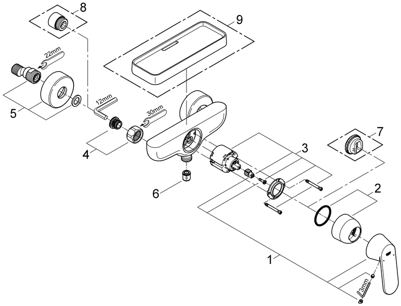 Grohe Eurosmart Cosmopolitan Brausebatterie chrom DN15 Wandmontage 32837000