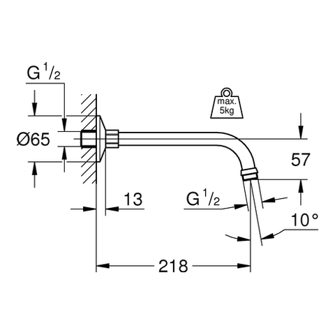Grohe Brausearm Relexa Ausladung 200mm DN15 chrom 27406000