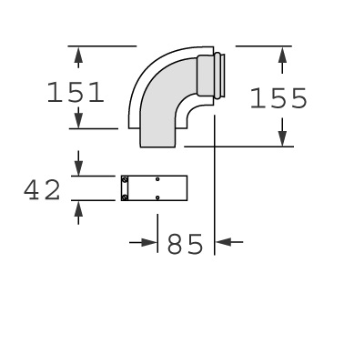 Vaillant Bogen 90 Grad turboTEC 60/100mm Luft-/Abgasführung, Alu 303808