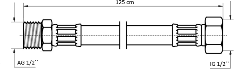 Neoperl NEOFLEX Panzerschlauch DN10 IG x AG, 1/2" x 1/2" 125cm 66874125