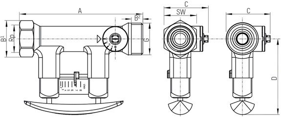 Taconova Abgleichventil TacoSetter Bypass 130 DN25AG 10-40 l/min. direkte Volumenstromanzeige, Solar 223.2482.350