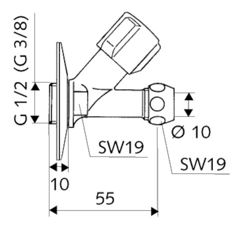 Schell Schrägsitzventil COMFORT kurze Bauform, 1/2", chrom 059010699