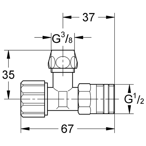 Grohe Eckventil komplett für Wandeinbau-Spülkasten 43821000