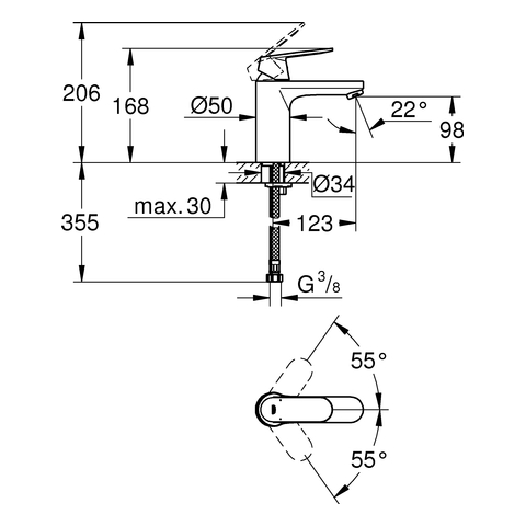 Grohe Eurosmart Cosmopolitan Einhand-Waschtischbatterie chrom mittelhoch glatter Körper 23327000