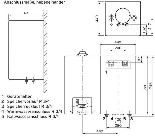 Vaillant actoSTOR VIH QL 75/2 B Warmwasser-Speicher, wandhängend, für Linksmontage 0010029869