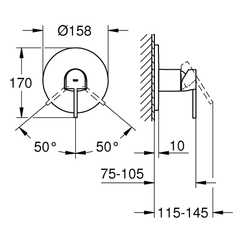 Grohe Plus Einhand-Brausebatterie chrom Fertigmontageset 24059003