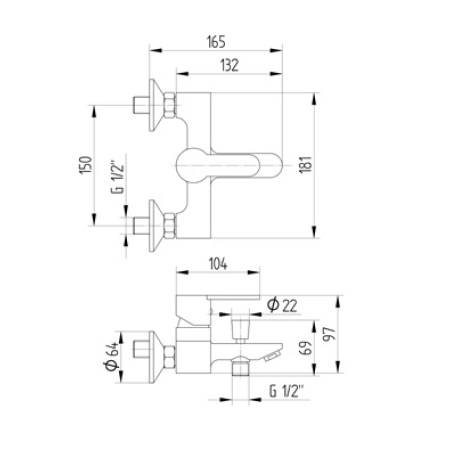 Avenarius AP-Wanne-Brause-Einhand-Mischbatterie 1806100010