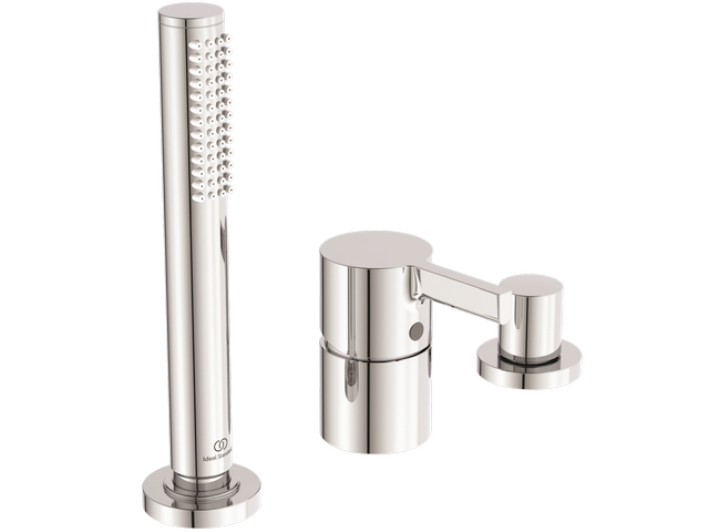 Ideal Standard 3-Loch Wannenrandarmatur JOY, ohne Auslauf mit Stab-Handbrause und Umsteller, chrom BC788AA