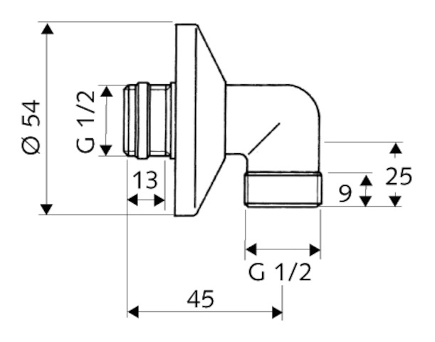 Schell Wandanschlussbogen ASAG, 1/2"AG, chrom 064630699