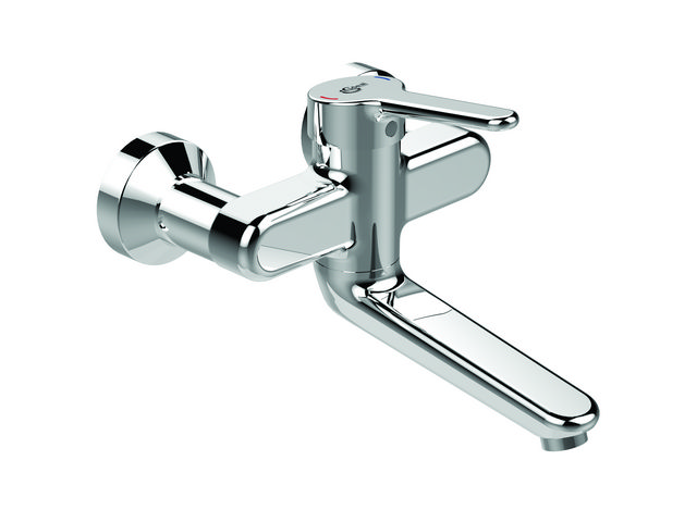 Ideal Standard Ceraplus 2 Wand-Waschtischarmatur 230mm chrom, Ausladung 230-249mm, absperrbaren S-Anschlüssen BC111AA