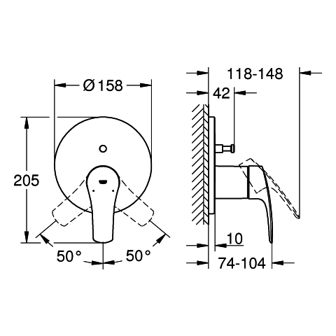 Grohe Einhand-Wannenbatterie Eurosmart chrom Fertigmontage-Set für Rapido SmartBox 24043003