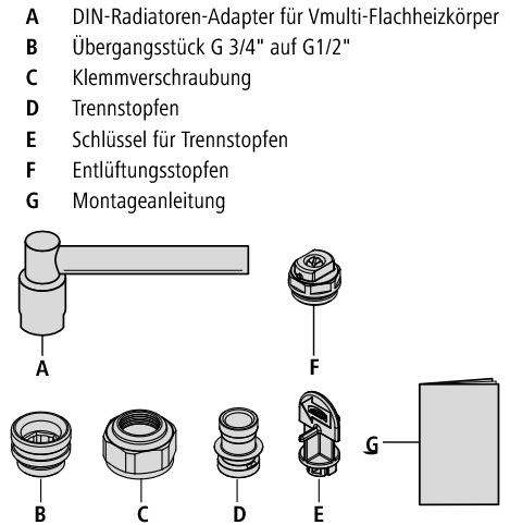 Kermi Adapter-D Vmulti, zum Austausch von alten Radiatoren ZT00650002