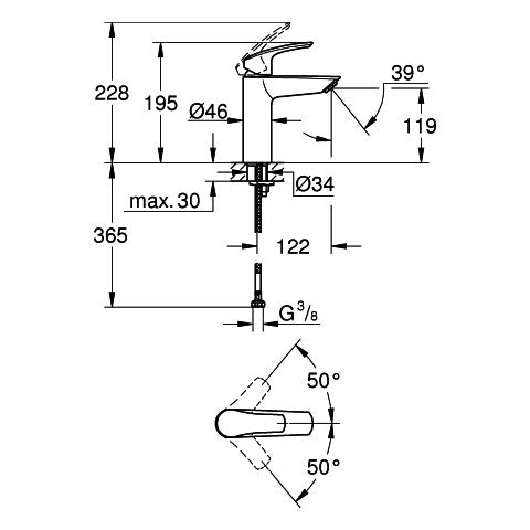Grohe Einhand-Waschtisch-Batterie Eurosmart M-Size chrom glatter Körper 23324003