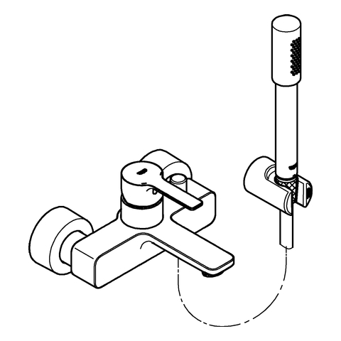 Grohe Lineare Einhand-Wannenbatterie chrom Wandmontage mit Brausegarnitur 33850001