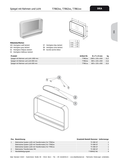 Ideal Standard Elektronik mit Trafo DEA TV08567