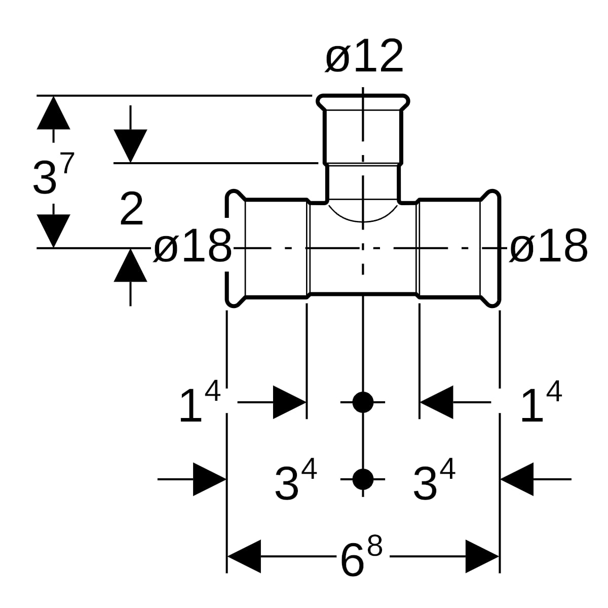 Geberit Mapress Edelstahl T-Stück reduziert d18-12-18 33006