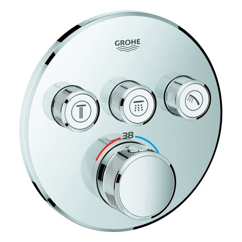 Grohe Thermostat Grohtherm SmartControl chrom 29121 Fertigmontage-Set rund 3 Absperrventile 29121000