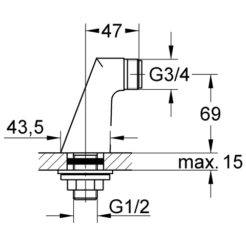 Grohe Standanschluss 1/2"x3/4"x70 chrom 12030000