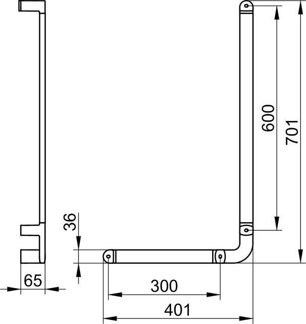 Keuco Winkelgriff Elegance Duschhandlauf mit Brausestange links 401/701mm, verchromt 31606010602