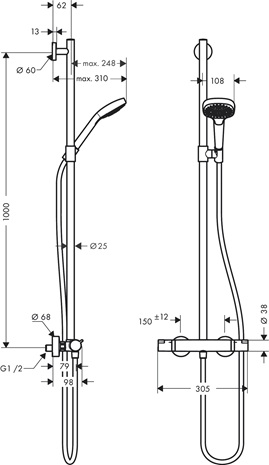 Hansgrohe Showerpipe Croma Select E Multi SemiPipe weiss/chrom 27248400