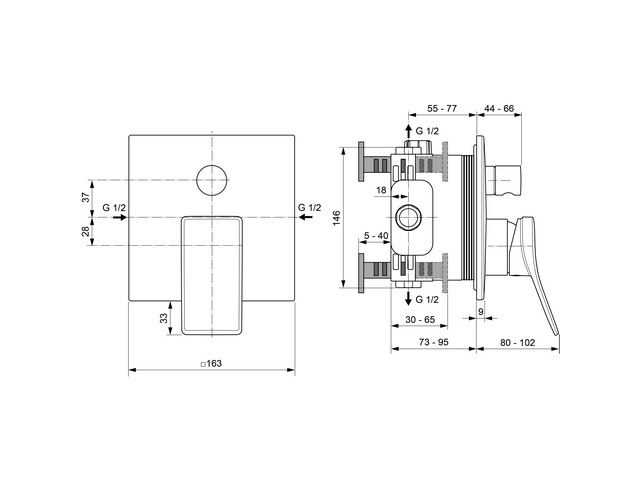 Ideal Standard Badearmatur UP Conca, Bausatz 2, chrom A7374AA