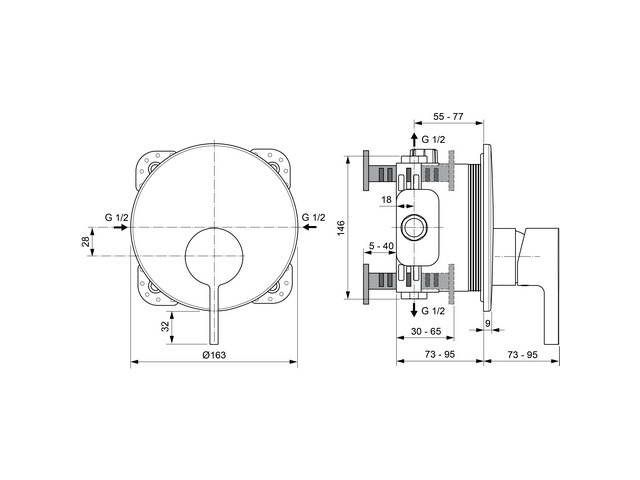 Ideal Standard Brausearmatur UP JOY, Bausatz 2, chrom A7382AA