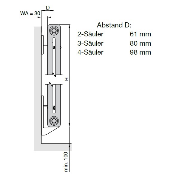 Zehnder HDC2T Wandkonsole, für Charleston H 701 bis 3000mm, 7 Stück, weiß RAL 9016 766281