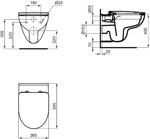 Ideal Standard universal WC-Sitz i.life A Softclosing Wrapover weiß T467701