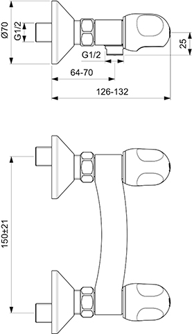 Ideal Standard Alpha Zweigriff-Brauseamatur Aufputz chrom B1423AA
