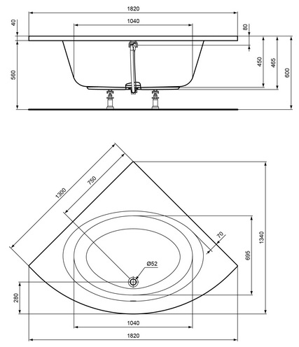 Ideal Standard Connect Air Eck-Badewanne 130x130x46,5cm E124901 weiß