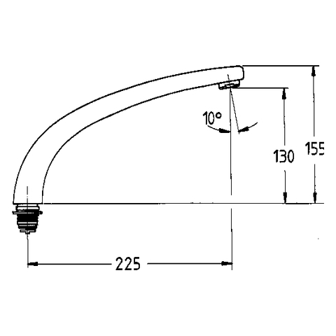 Grohe Gussauslauf Florida Ausladung: 225mm für Spültischbatterie 31660 chrom 13429000