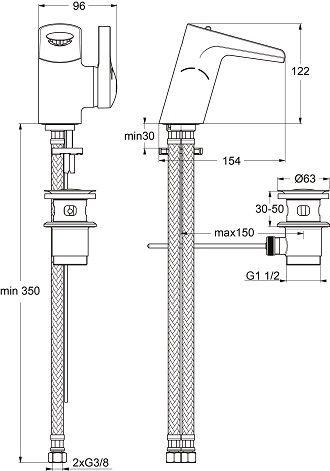 Ideal Standard Melange Waschtischarmatur Wasserfall mit Ablaufgarnitur chrom B8630AA