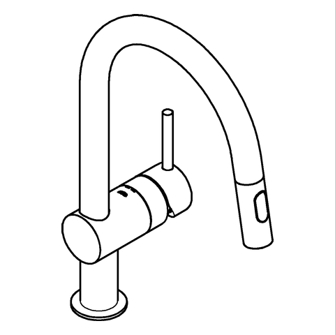 Grohe Minta Einhand-Spültischbatterie supersteel C-Auslauf Spülbrause 32321DC2