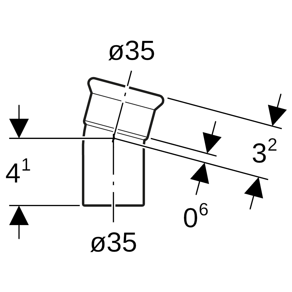 Geberit Mapress Edelstahl Bogen 15 Grad d35 mit Einschubende 36115