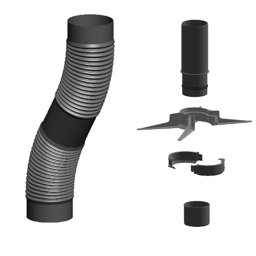 Atec PolyTop Rohr flexibel DN80, 15m mit Montage-Set, kürzbar 31322