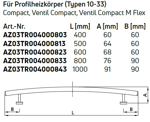 Purmo Handtuchhalter für Profil-Flachheizkörper BL 1000 AZ03TR004000843