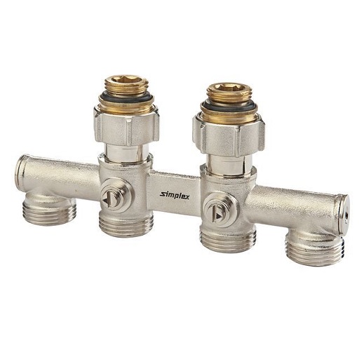 Flamco 4-fach-Hahnblock D1 Durchgang G3/4i x G3/4a mit Nippel F10058