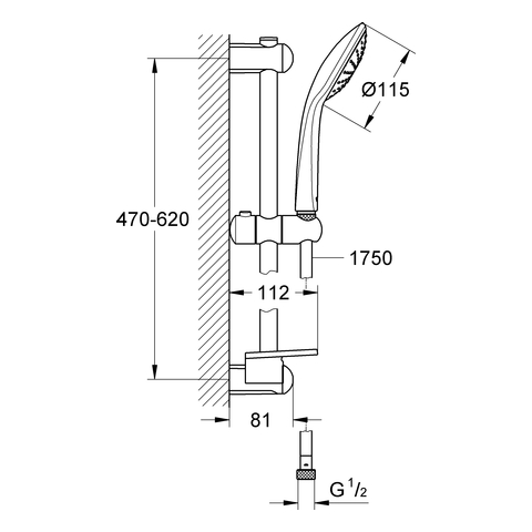 Grohe Brausegarnitur Euphoria 110 Mono 600mm mit Seifenschale chrom 27266001